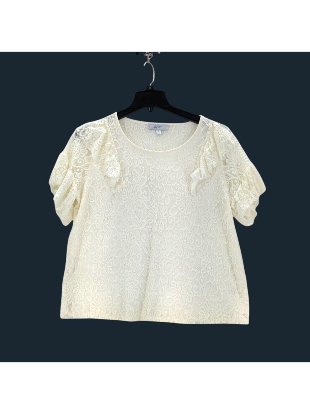 Ivory Lace Puff Sleeve Top Romantic Cottage Regency Coquette Soft Girl‎ XLarge
